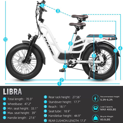 Fucare Libra 750W Electric Bike for Adults 32MPH 48V 20Ah LG Lithium Battery EBike with Full Suspension LCD Color Display 20"*4.0" All-Terrain Fat Tire Shimano 7 Speed Snow Commute Electric Bicycles...