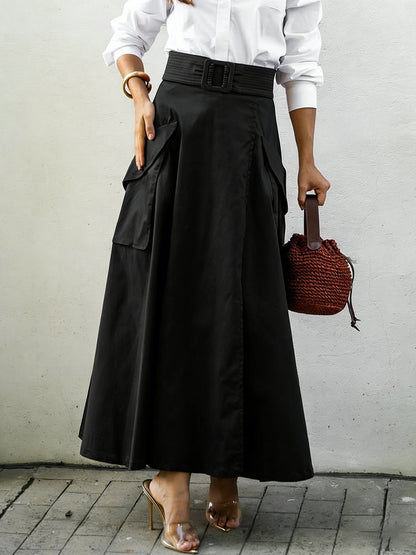 🔥Summer Arrivals🌟Comfortable Pocket Linen And Cotton A-line Skirt