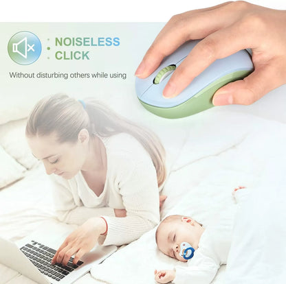 seenda Wireless Mouse, 2.4G Noiseless Mouse with USB Receiver - Portable Computer Mice for PC, Tablet, Laptop with Windows System - Mint Green