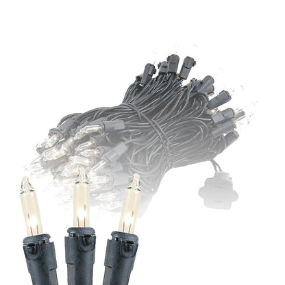 100 Light Christmas Mini Light Set, Black Wire, 34' Long