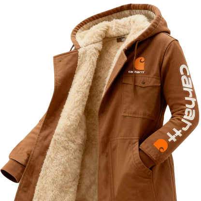 🔥𝗖𝗹𝗲𝗮𝗿𝗮𝗻𝗰𝗲 𝗦𝗮𝗹𝗲🌟Women's Vintage Brown Workwear Fleece Pocket Long Hooded Coat