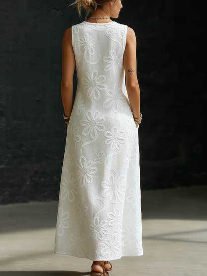 🔥Summer Arrivals🌟Elegant Floral Embroidery V-neck Dress