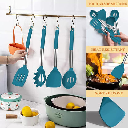 Silicone cooking tool set, chef 43 pieces heat-resistant kitchen tools