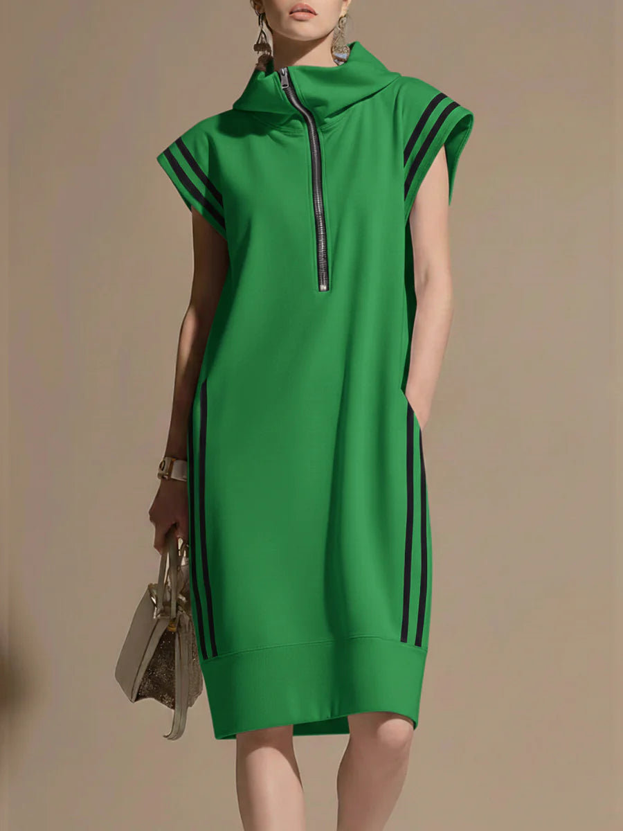 🔥Summer Arrivals🌟Women's Casual Patchwork Striped Hooded Dress