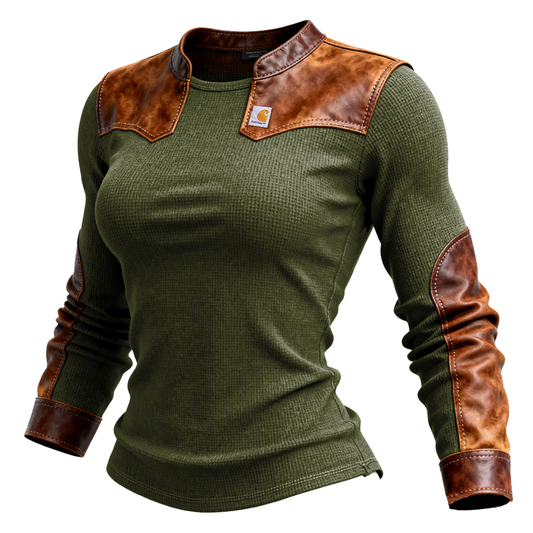 🔥𝗖𝗹𝗲𝗮𝗿𝗮𝗻𝗰𝗲 𝗦𝗮𝗹𝗲🌟Stylish Thermal Shirt With Leather Accents For Everyday Wear