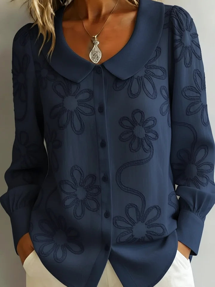 🔥Summer Arrivals🌟Vintage Peter Pan Collar Embroidered Floral Shirt