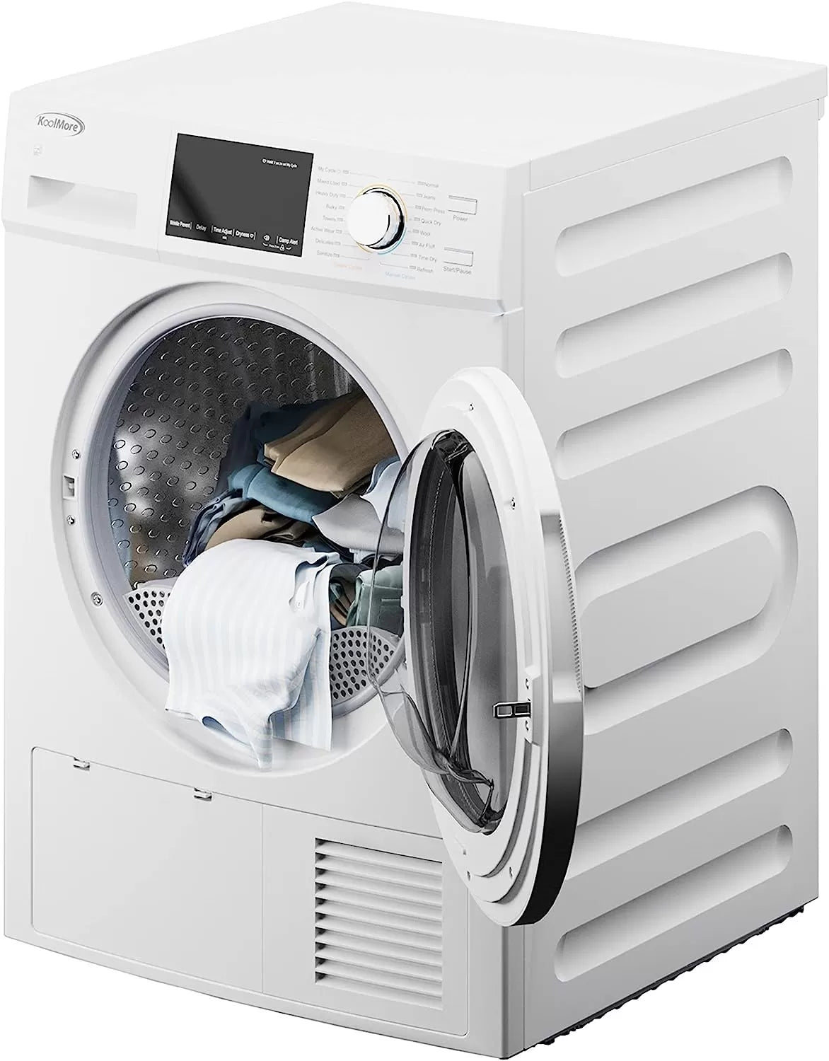 KoolMore FLW-3CWH Front Load Machine, 2.7 Cu. Ft, Space Saving Unit with 20-Minute Quick, 12 Washing Cycles, Quiet Inverter Motor [120V],