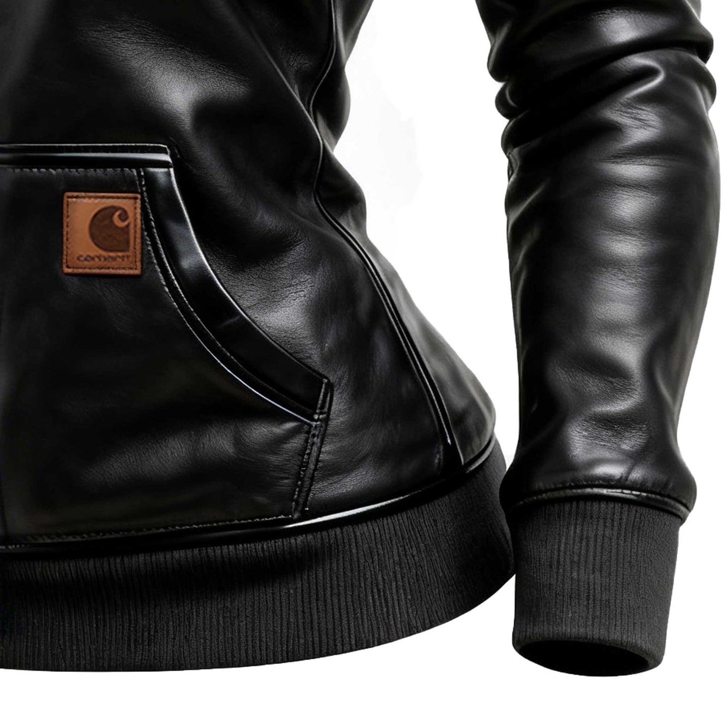 🔥𝗖𝗹𝗲𝗮𝗿𝗮𝗻𝗰𝗲 𝗦𝗮𝗹𝗲🌟Women's Vintage Black Leather Fleece Pocket Hooded Jacket