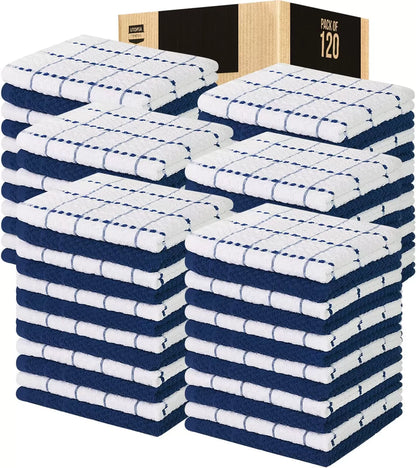 Kitchen Towels 12 Pack, 15 x 25 Inches, 100% Ring Spun Cotton Super Soft and Absorbent Linen Dish Towels, Tea Towels and Bar Towels Set (Black)